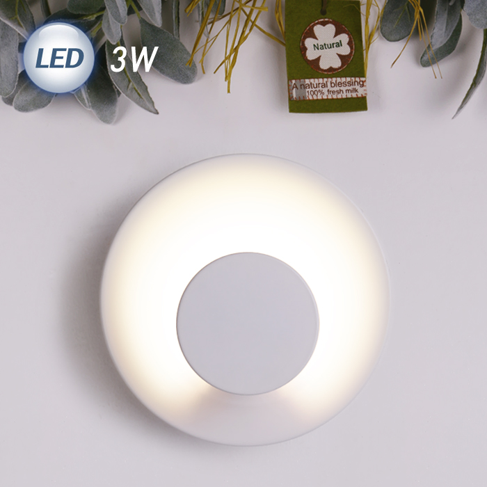 더블원형 LED 간접 벽등 3W (화이트)