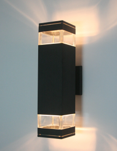 사각 라인 방수 2등 벽등 흑색