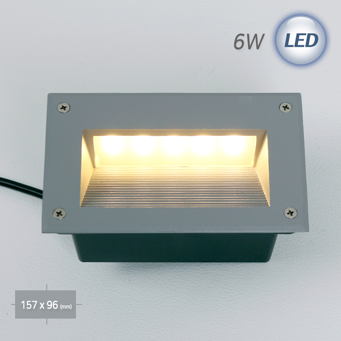 4502 LED 사각 계단매입 6W (회색)(실내/외겸용)
