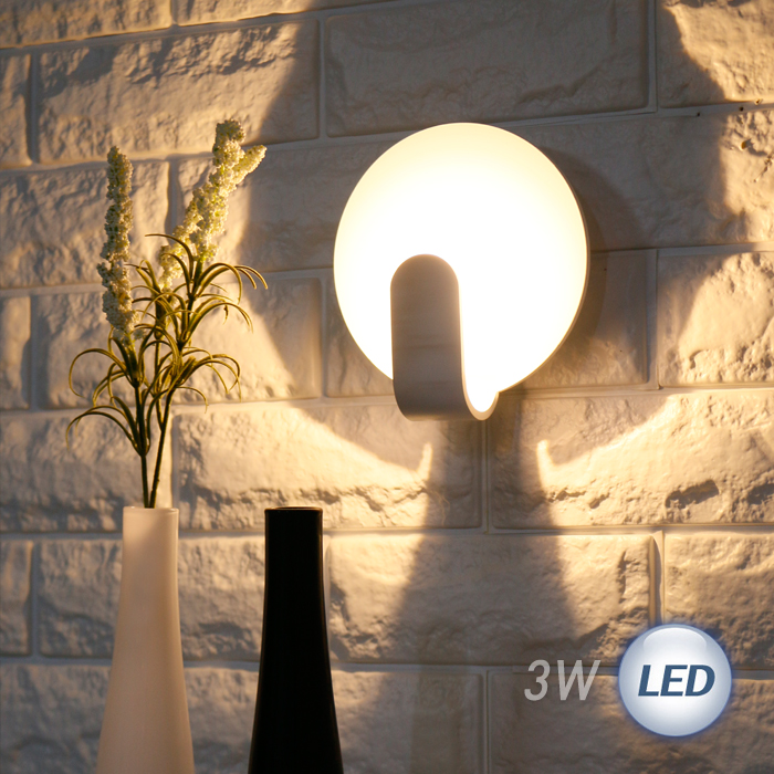 LED 원형 간접 벽등 3W (화이트/블랙)