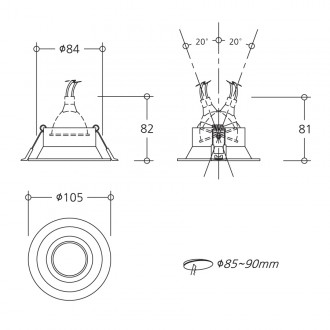 퓨어공 회전 LED MR 매입등