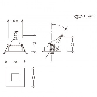미가사각 LED MR 매입등
