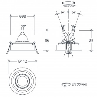 피스원형 100 LED MR 회전매입등